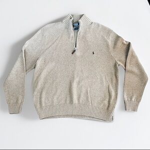 Vintage Polo Ralph Lauren Beige Half-Zip Sweater Size XXL